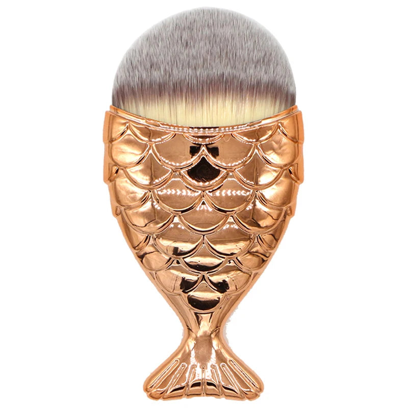 Beauty Planet Private Label Cute Small Gold Fish Tail Soap Make up Brushes Magic Mermaid Fish Shape Cosmetic Foundation Brush