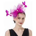 Women Handmade Wedding Bride Headwear Beaded Cocktail Tea Party Feather Hair Fascinator Clip for Ladies