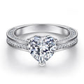 Sterling Silver 925 Jewelry Wholesaler Heart Cut Rhodium Plated White Nickel Free Zirconia Ring Engagement Wholesale OEM ODM