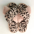 Hot Sales Women's Plus Size Leopard Print Cross Strap Open Toe for Slippers Soft Sole Warm Plush Slides for Spring and Winter MegaBDM