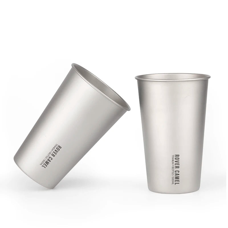 Custom Logo Printed Pure Titanium Coffee Mugs Ultralight Single Wall Beer Cup Water Cup for Traveling Outdoor Camping Equipment