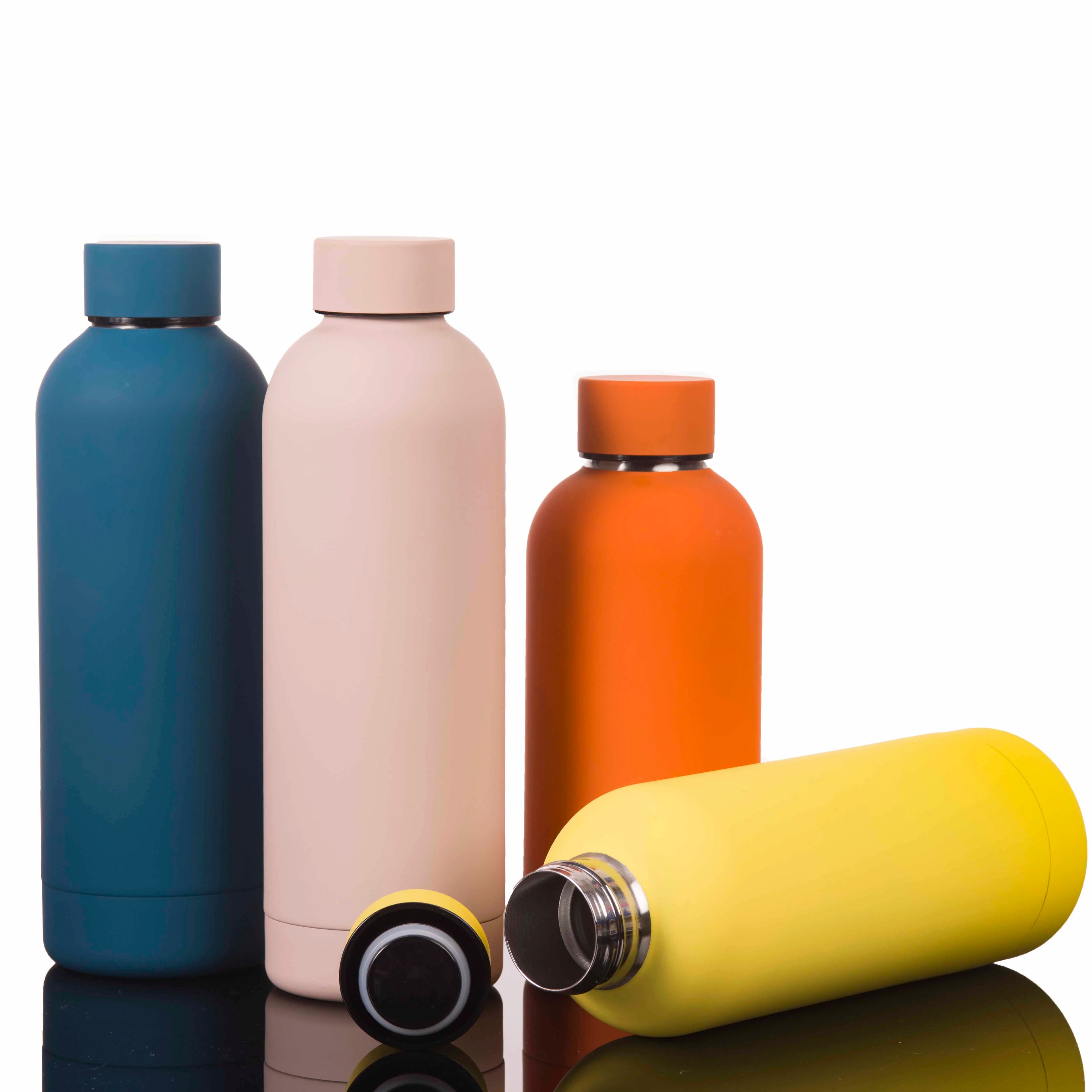 Eco Friendly Yellow Small Mouth Stainless Steel Drinking Sport Water Bottle Bicycle Wholesale  with Lid