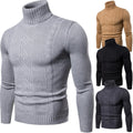 New Men's High Lapel Bottoming Shirt Knitted Sweater Fashion Casual Pullover Warm Solid Color Jacquard Slim Men's Sweater.