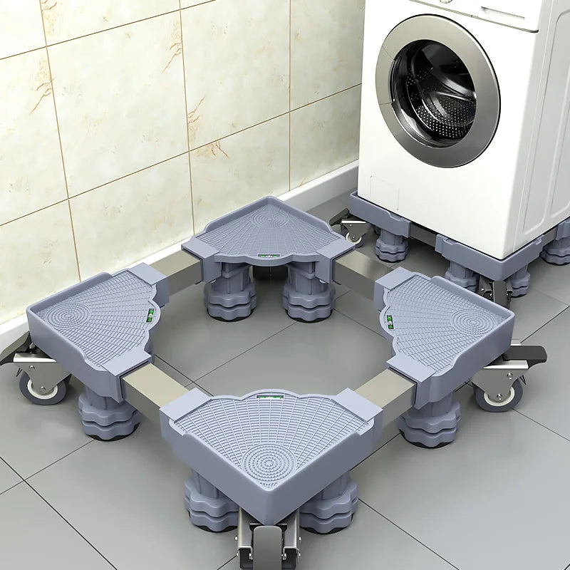 08-B002 Adjustable Square Mobile Folding Rack Trolley Storage Holder Refrigerator Washing Machine Home Household Use OEM Design