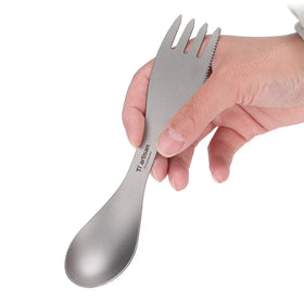 Titanium Spork Spoon Ultralight Cookware Portable for Outdoor Camping Picnic Accessories Hiking Travel 2in1 Tableware