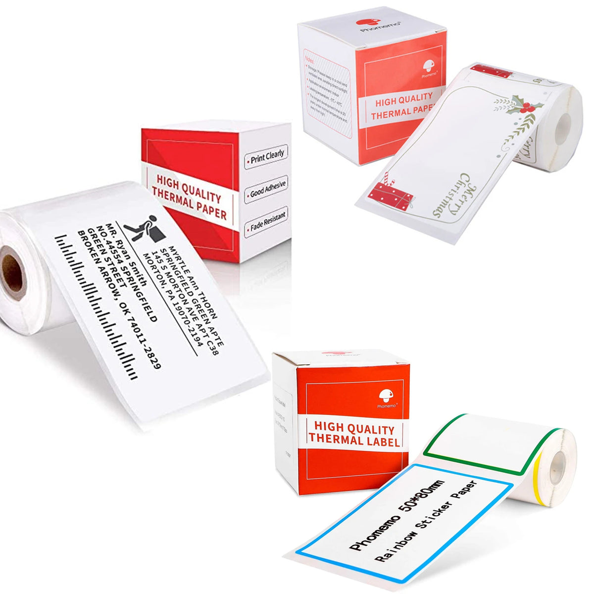 50x80mm Square Self-Adhesive Sticker Label Paper White Pattern for Phomemo M110/M110S/M120/M200/M220 Label Printer