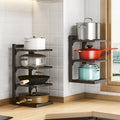 2-Tier Floor Mounted Carbon Steel Pot and Pan Organizer with Removable Lid Rack Holders for Bathroom and Kitchen