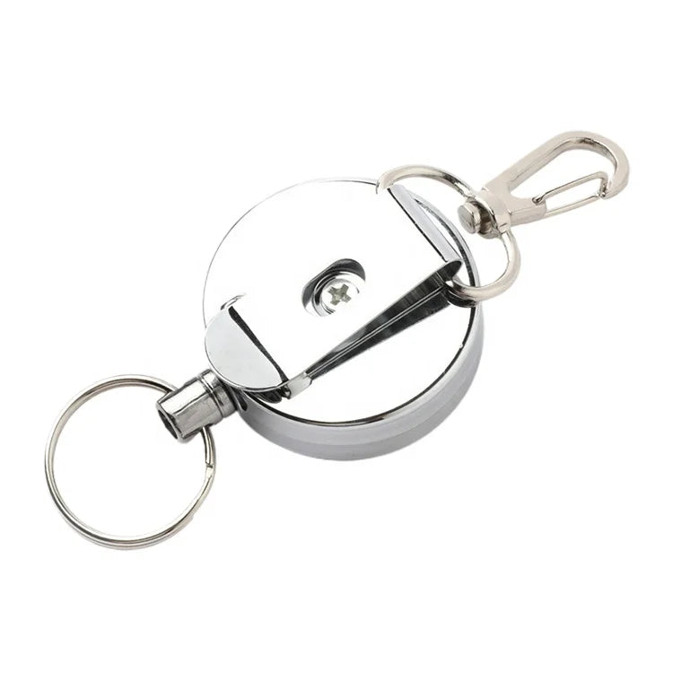 Heavy Duty 40mm Full Metal Keychain Badge Reel with Carabiner and Key Ring for Carabiner & Key Ring Accessory