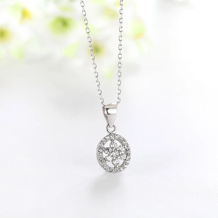 Italian 925 Sterling Silver Pendants Fancy Jewelry with 3A Cubic Zirconia Rhodium and Gold Plated 'Flower of Life' Pendant