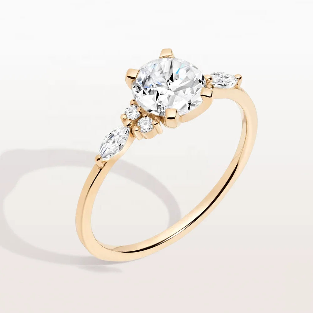 LOZRUNVE 925 Sterling Silver Delicate Diamond Centre Stackable Fine Jewelry Ring Women
