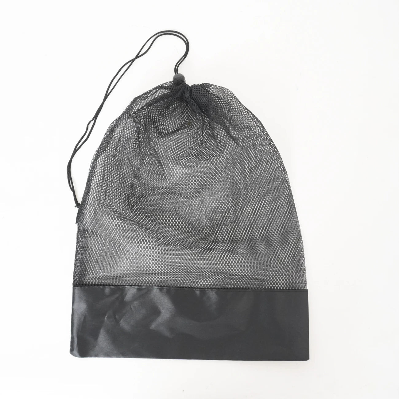 Large Capacity Black Sports Gym Stock Mesh Bag Polyester Drawstring Bags with Drawstring