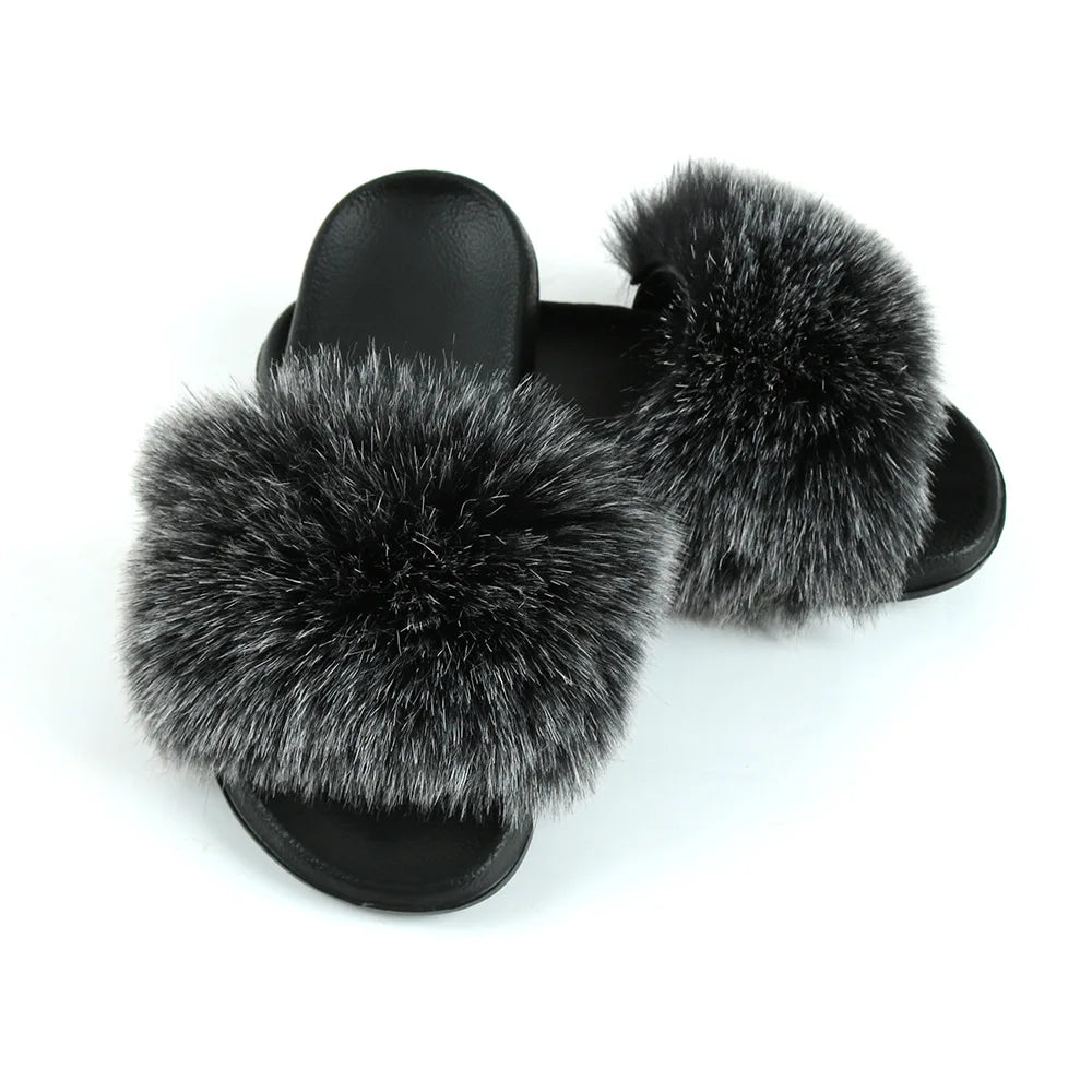 Spring Summer Female Fashion Fur for Slippers New European-American Style Fox Hair Inspired Household Use