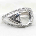 Sterling Silver 9*11mm Semi Mount Men's Ring Frame Empty Blank Claw Setting S925 Base Holder Without Center Stone for DIY Inlay