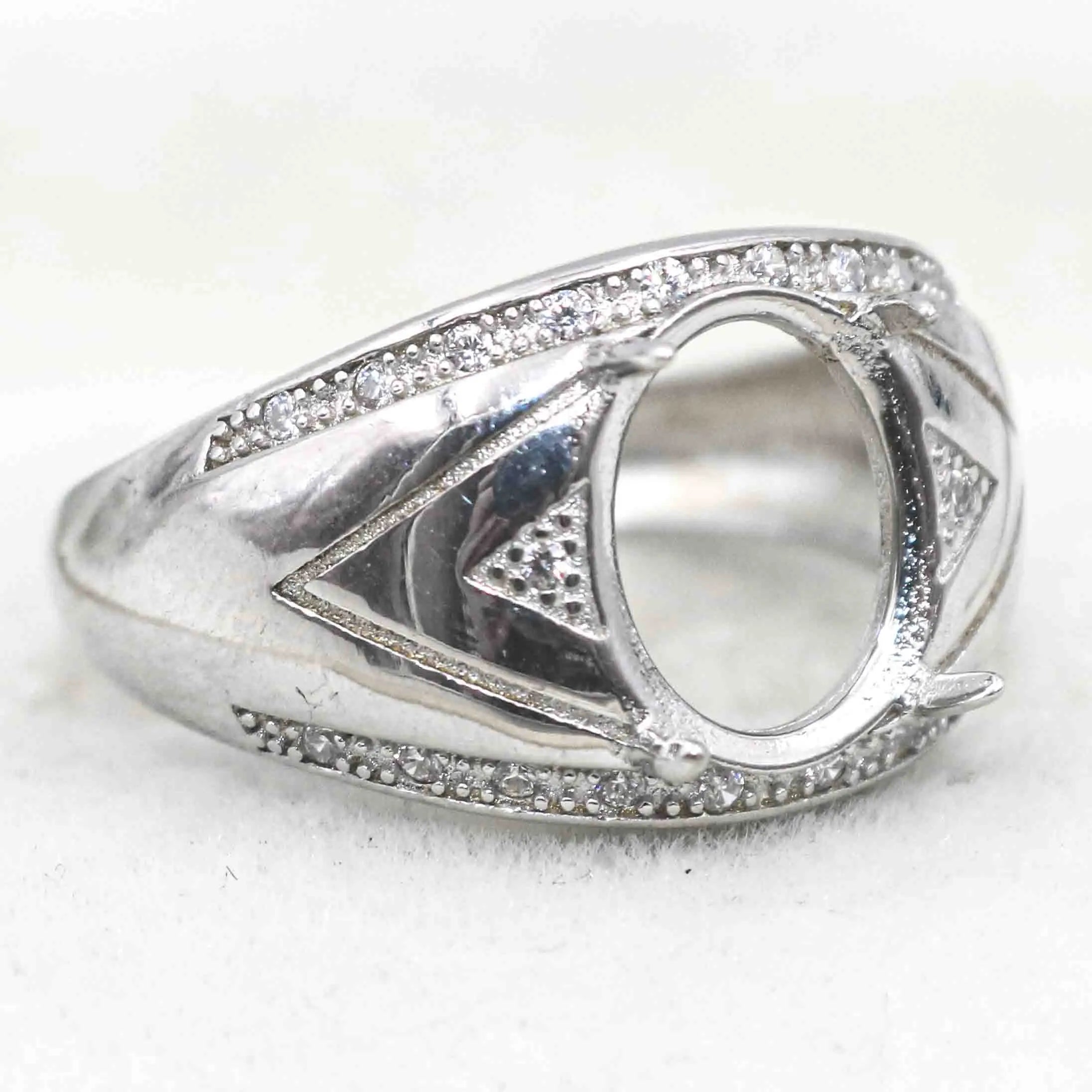 Sterling Silver 9*11mm Semi Mount Men's Ring Frame Empty Blank Claw Setting S925 Base Holder Without Center Stone for DIY Inlay