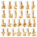 Mini Initial Letter Pendant Necklace 18K Gold Plated Stainless Steel Chubby Helium Balloon Bubble for Party Gifts Zircon Stone