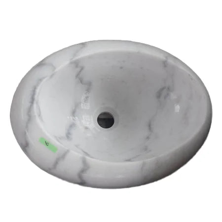 Customized Modern White Marble Basin Bathroom Sink Staturio Natural Beautiful Oval Washing Bowl Single-Hole Faucet for Hotels