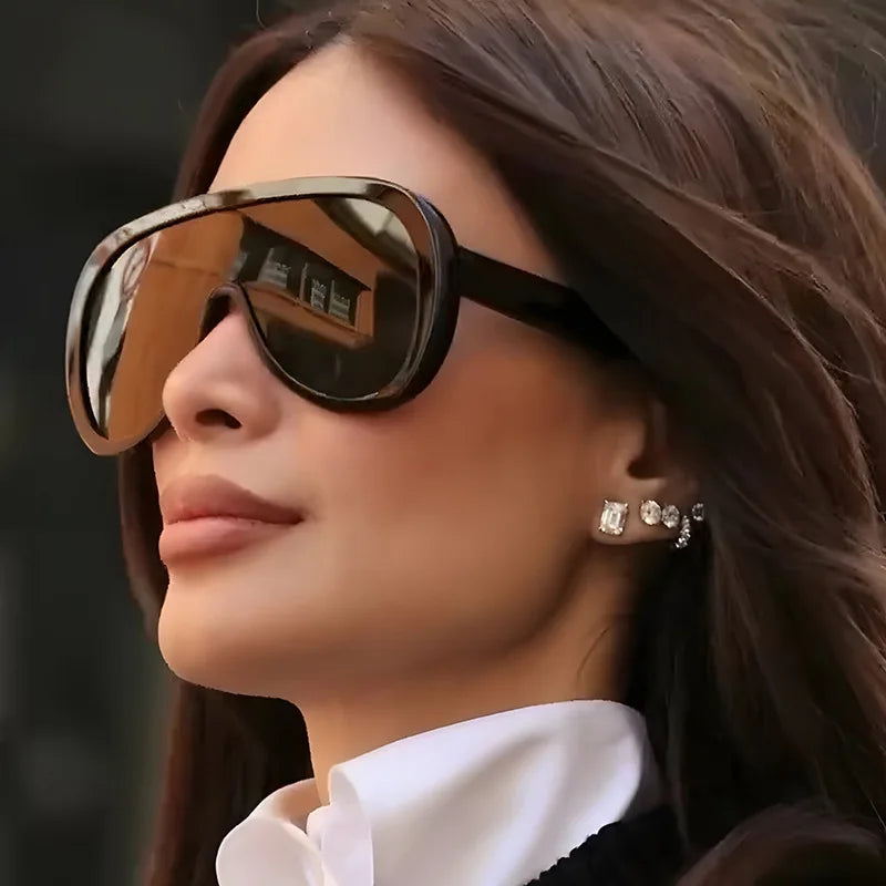2025 Siamese Large Frame Sunglasses with UV400 Lenses Custom Logo Pilot Style PC Material Popular in Europe the United States
