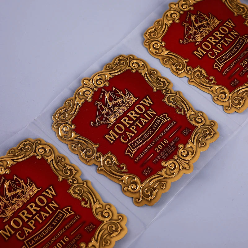 Custom Gold Foil Stickers for Beverage & Beer Labels-Eco-Friendly Waterproof Adhesive Aluminum Foil Stickers Glossy/Matt Coating