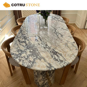Natural Marble Dining Tables Are Widely Used in Hotels and Villas Creating a Light Luxury Aesthetic and Refined Spatial Design.