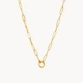Minimalist INS 18k Gold Plated Round Push Clasp Necklace Women Stainless Steel Paperclip Chain Necklace Tarnish Free Jewelry