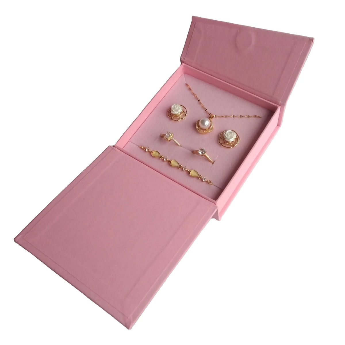 ROGOOD 110*100*35mm White/Black/Pink Magnetic Closure Rigid Cardboard Paper Fashion Jewelry Box RGD-P2105