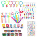 Mermaid Party Favors Accessories  Mermaid Tail Necklace Slap Bracelet Ring Keychain Temporary Tattoos Straw