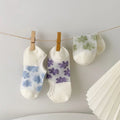 Summer Thin Fresh Floral Cotton Nylon Sheer Socks Non Slip No Show Women Socks