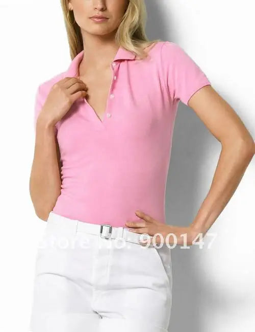 Oem 100% Cotton Women's 3d Embroidered Plain Design Polo Shirts