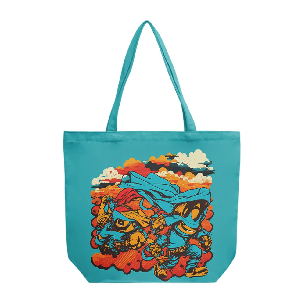 Canvas Tote Bag Cartoon Custom logo for Business Print Shopping Tote Bag Zipper Women's Tote Bags