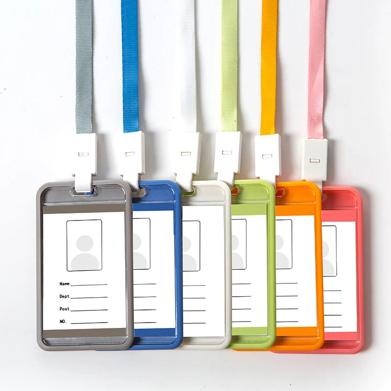 Lebei Custom Clear Acrylic Name Plate Bulk Business Trading ID Card Holder with Polyester Lanyard Promotional Product