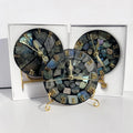 Wholesale Handmade Natural Labradorite Slices Desk Clock Stone Digital Clock Bell for Decoration