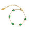 Chris April Stainless Steel 18k PVD Plated Tennis Emerald Zircon Bracelets