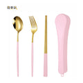 2/3pcs Portable Utensils Spoons and Forks Chopsticks Gift Set Stainless Steel Picnic Camping Travel Cutlery