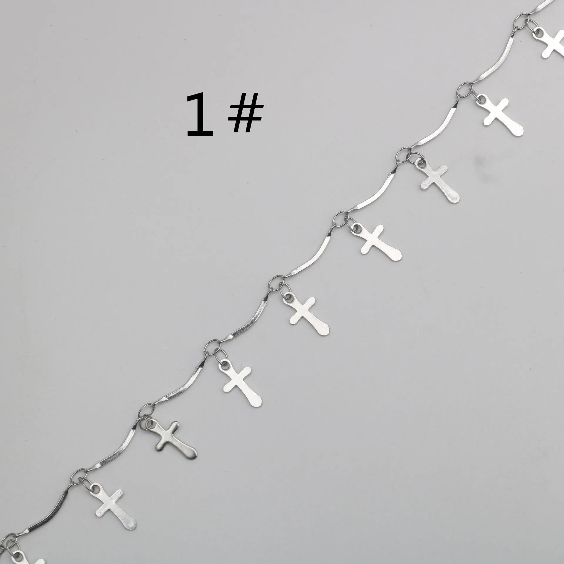 Stainless Steel Handmade Chain Peach Heart Cross Bracelet Stainless Steel DIY Anklet Waist Chain Tassel Necklace Wholesale