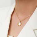 New Natural White Shell Chain Waterproof Stainless Steel Gold Plated Moon Pendant Necklace for Women