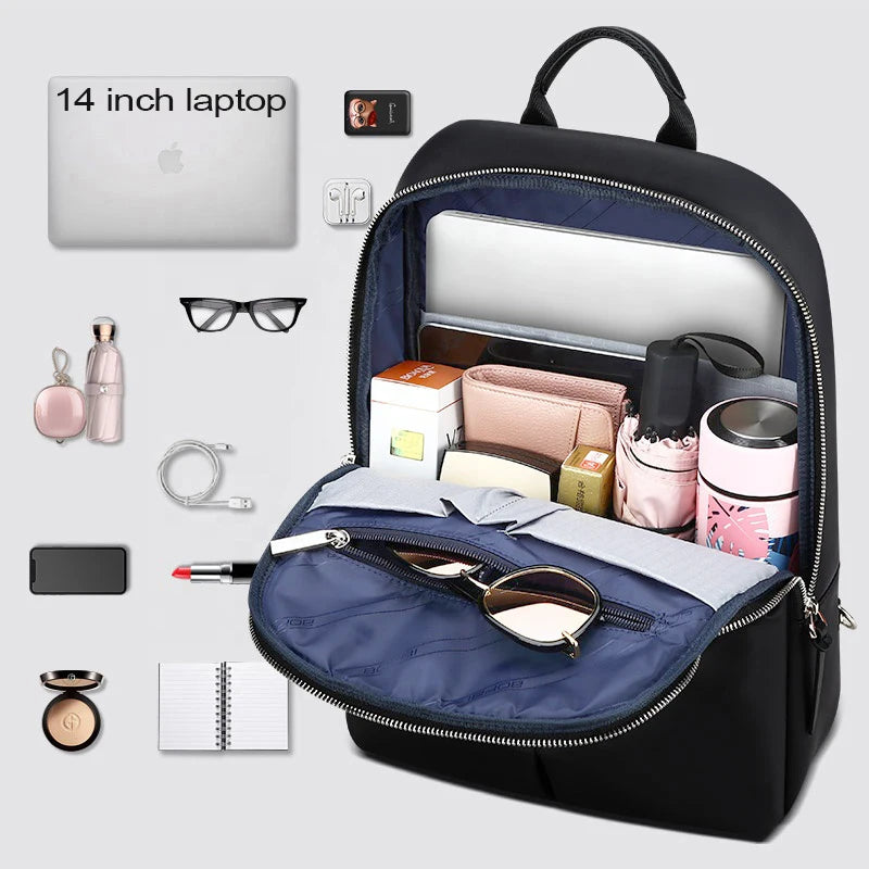 Wholesale Bopai Fashion Lightweight Waterproof Lady Custom logo Trendy Stylish Casual Office 14 Inch Women Laptop Backpack