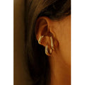 Simple Design Stainless Steel Letter One Horn Shape Stub Cuff Earrings for Men Women