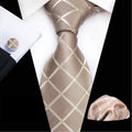 Wholesale Men Ties and Hanky Set Luxury Tie and Cufflinks Set Striped Neckties With Pocket Squares