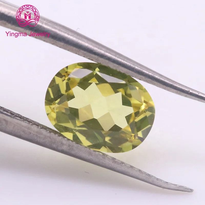 Loose Gemstone Yellow Sapphire Lab Grown Gems Oval Shape 5x7MM-9x11MM Customizable Lab Created Lab Grown Sapphire for Jewelry