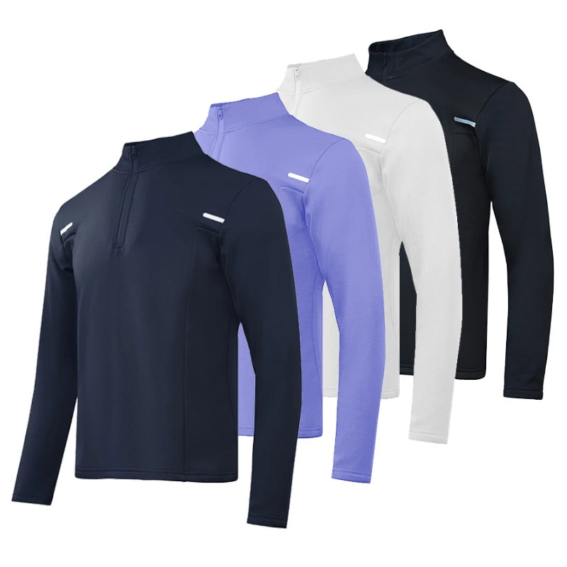 OEM Men's Outdoor Fitness Half Zip Top Quick Drying Long Sleeve T-Shirt Moisture Wadding Stand Collar