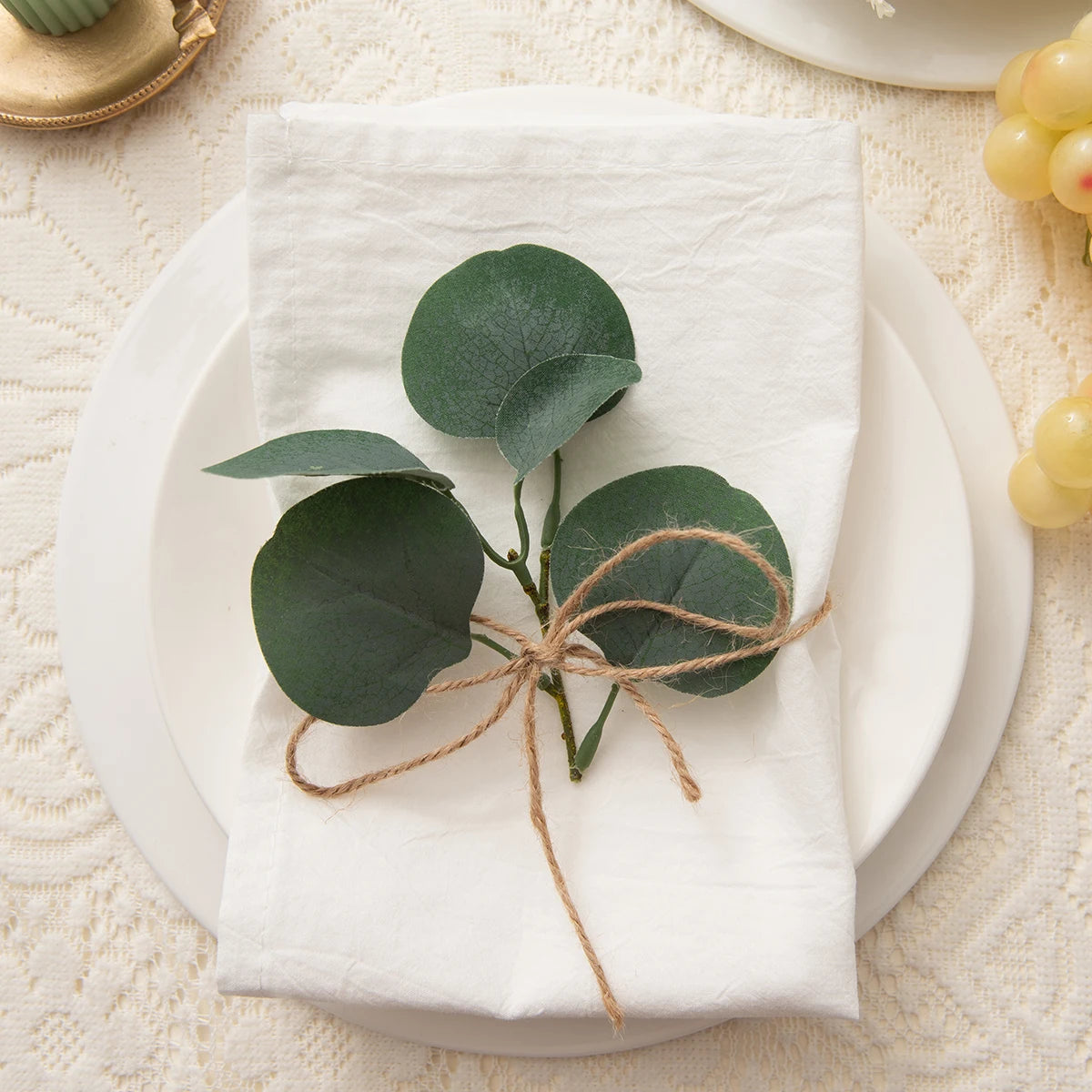 Wrinkled Cotton White Napkin Wedding Restaurant Hemstitch Cloth Napkin for Table Decoration Plain Weave Reusable  Fabric Napkins