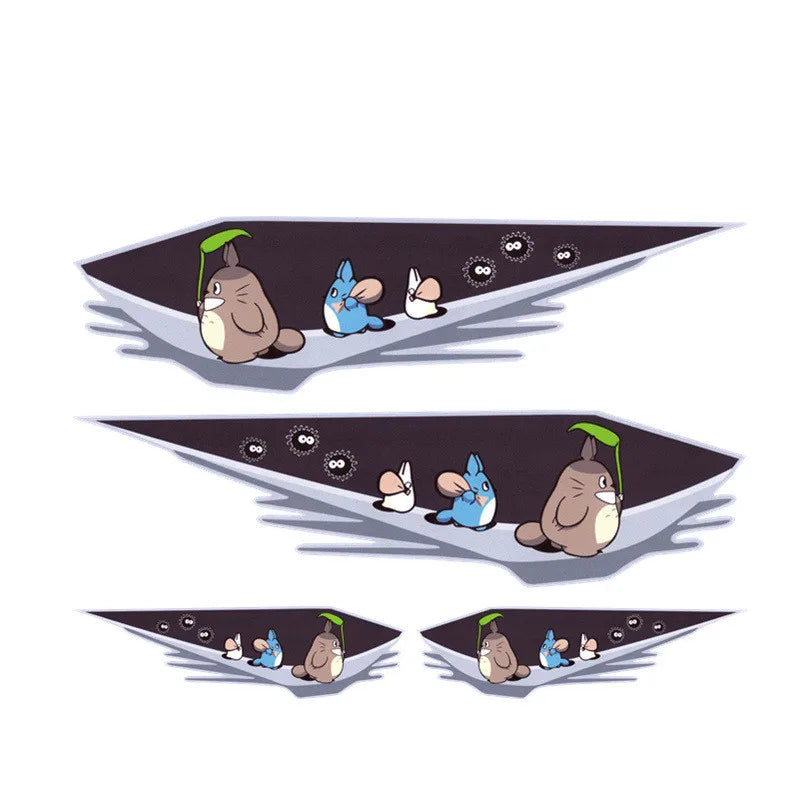 4PCS 3D Japanese Funny Anime Peeker Car Sticker Cartoon for Cars Window Body Decoration