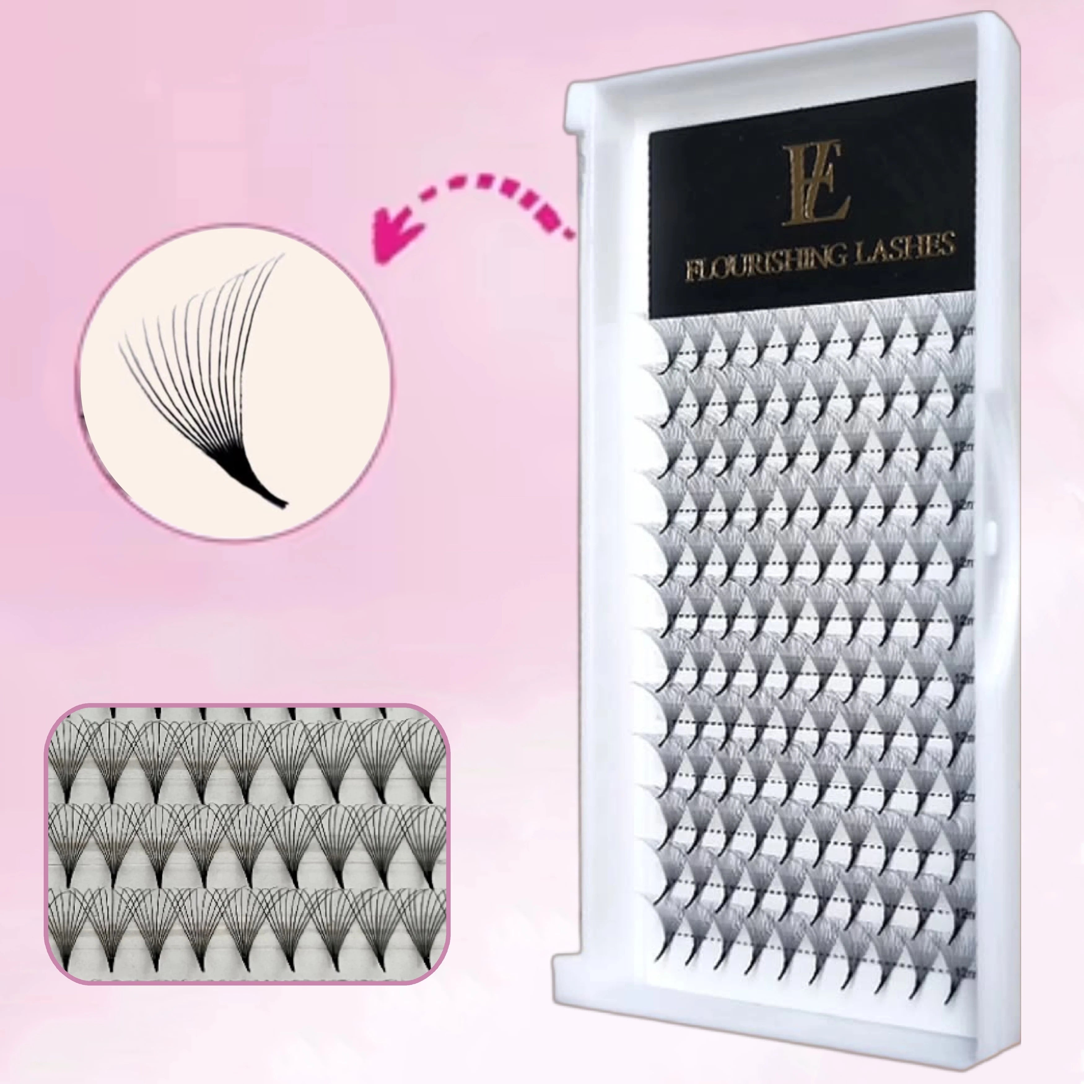 On Sale Custom Long Narrow Wide Premade Volume Fans Pointy Base Fans 0.05 0.07mm Pro Made Eyelash Extensions