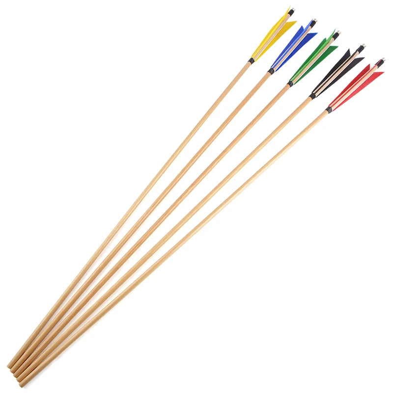 Wooden Shafts Traditional Archery Hunting Bow Accessories 5 Inch sharp Knife Turkey Feather Wooden Arrows