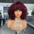12a Virgin Hair Super Double Drawn Raw Curly Wig Fringe Short Curly Human Hair Wig With Bangs for Black Women