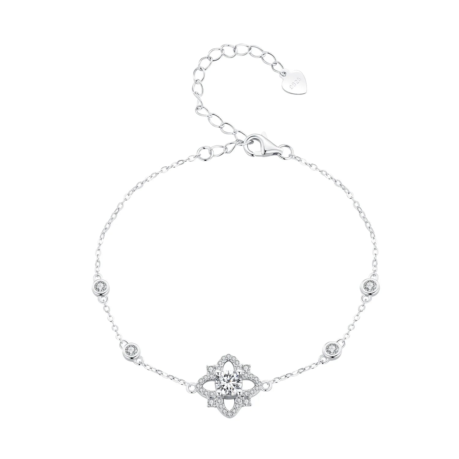 925 Sterling Silver Bracelet Moissanite Bracelet Adjustable Bracelet
