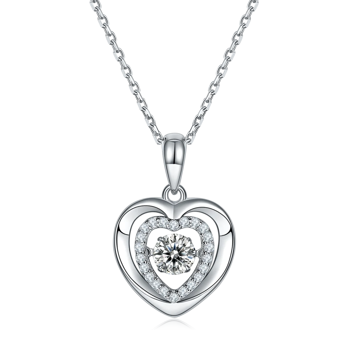 Factory Direct Supply Shiny 925 Melee Engagement Circle Moissanite Silver Necklace for Girl Women