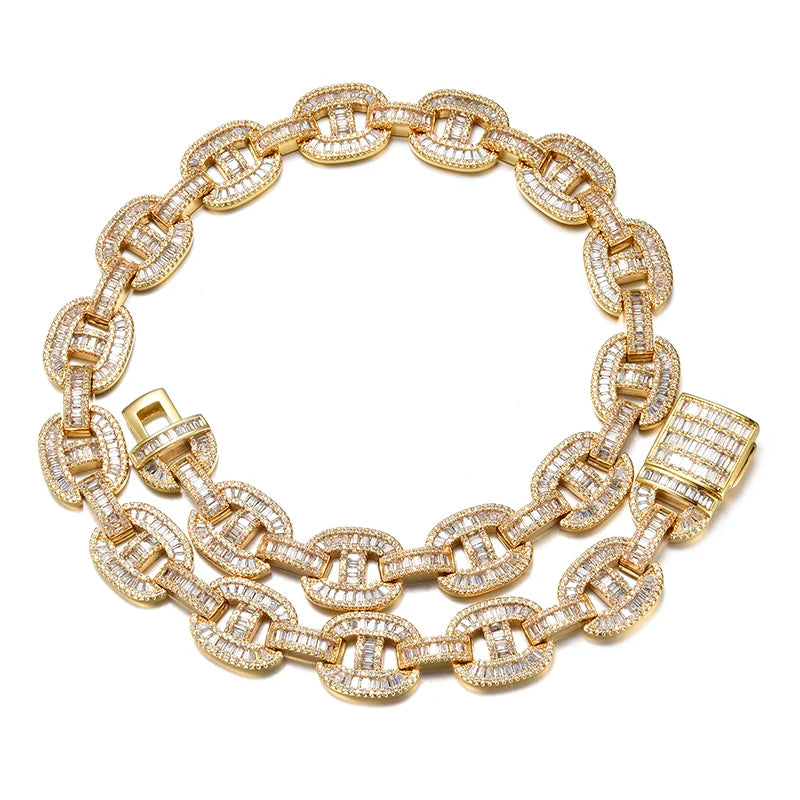 MJ Jewelry Hip Hop Big Diamond Luxury Ice Out Coffee Bean Chain