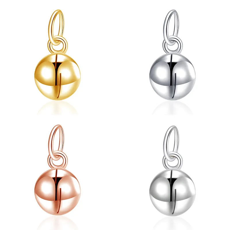 4mm 5mm 6mm 925 Solid Sterling Silver Round Bells Pendant for Earring Necklace Jewelry Making