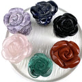 Wholesale Natural Hand Carved Red Jasper Stone Artifical Silver Rose Flower for Home Decoration